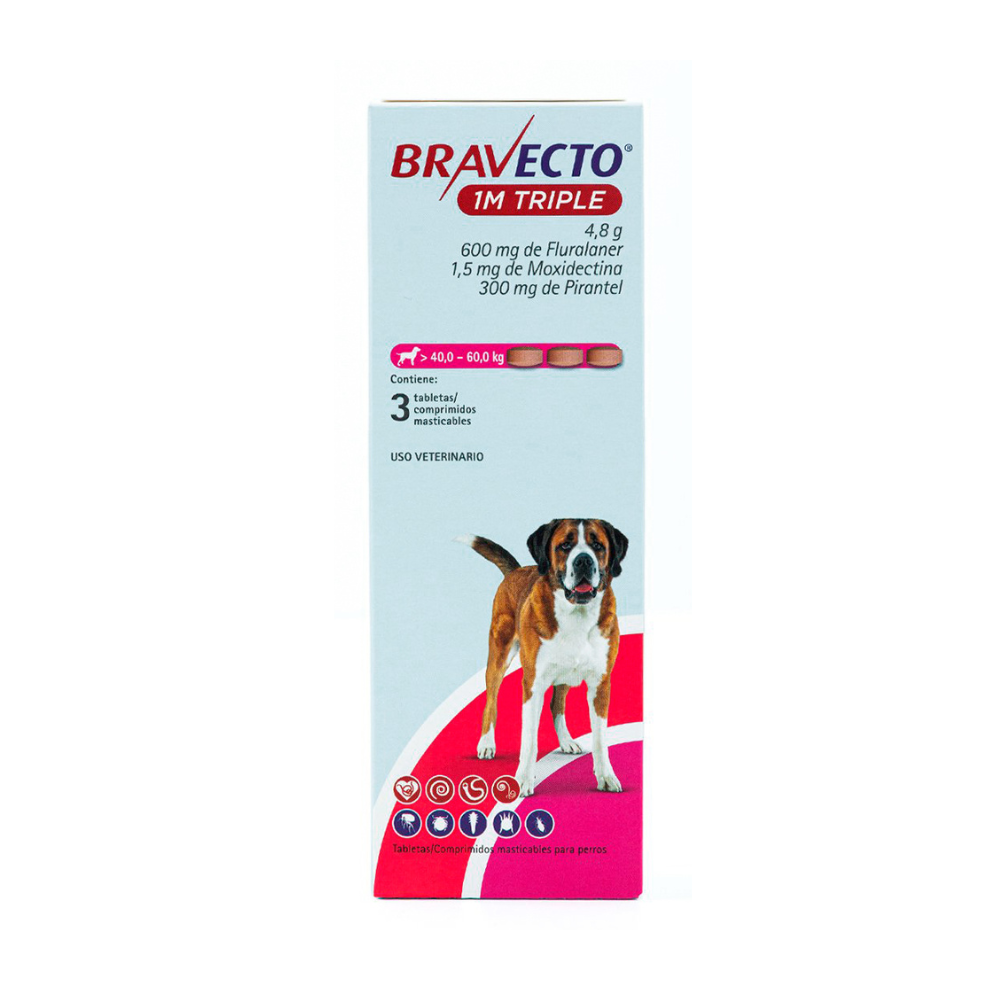 Msd Bravecto 600Mg 1Mes Triple (40-60Kg) 3 Tableta
