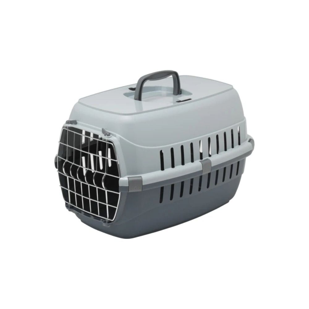 Moderna Transportadora Road Runner Para Mascota Con Puerta Metal Mediana 8 Kg Gris