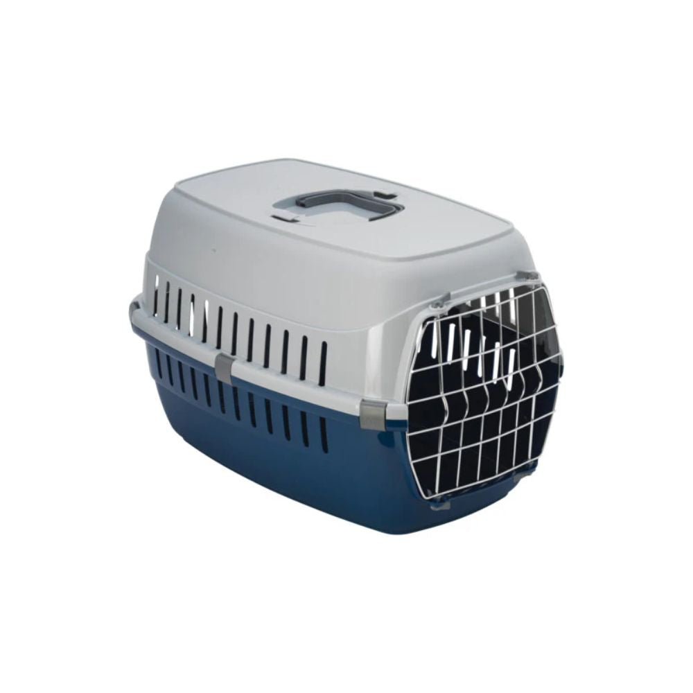 Moderna Transportadora Road Runner Para Mascota Con Puerta Metal Mediana 8 Kg Azul