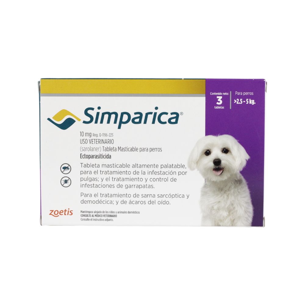Simparica 10 Mg Perros >2.5 - 5 Kg 3 Tab