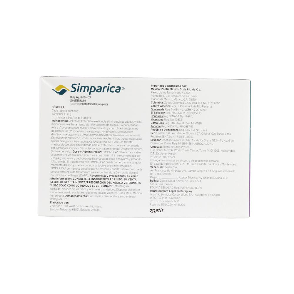 Simparica 10 Mg Perros >2.5 - 5 Kg 3 Tab