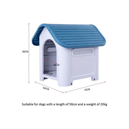 Qperron Casa Para Perro  Clasica Chica Techo Azul