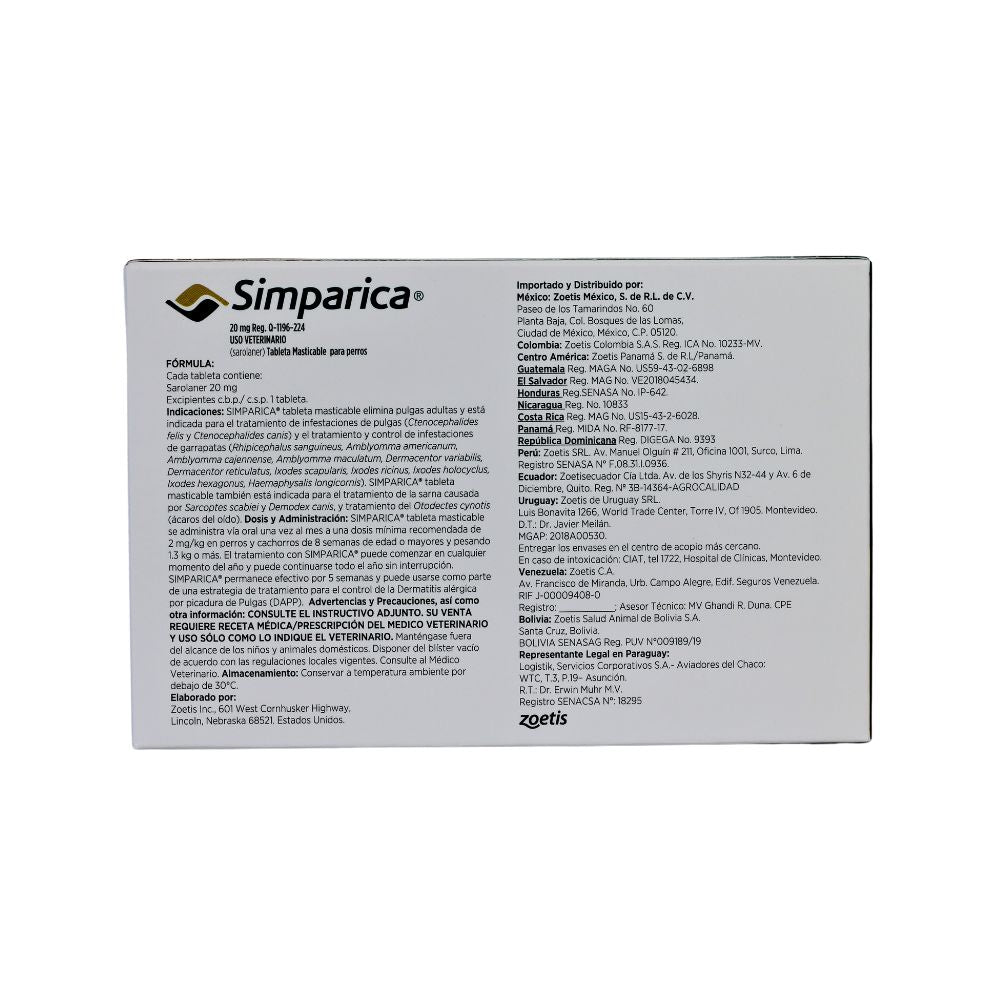 Zoetis Simparica 20 Mg 1 Tab 5 - 10 Kg