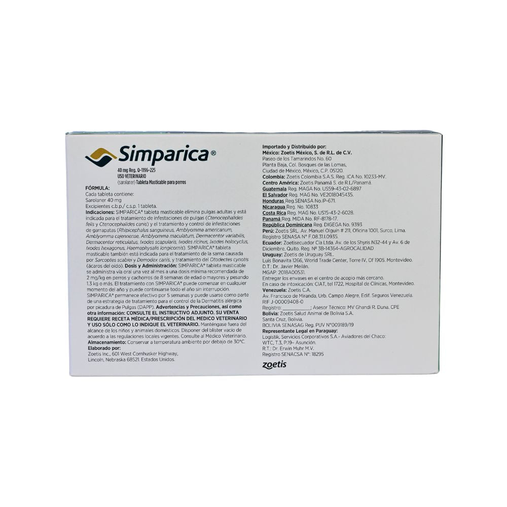 Zoetis Simparica 40 Mg 1 Tab 10 - 20 Kg