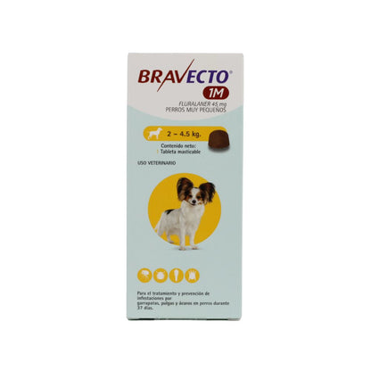 Msd Bravecto 45Mg 1Mes (2-4.5Kg) 1 Tableta