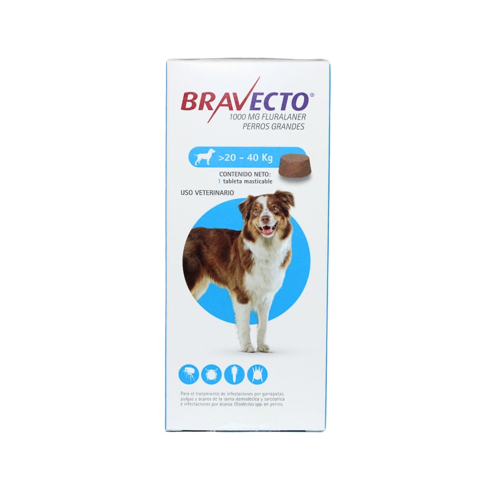 BRAVECTO 1000 MG PERROS  20 A 40 KG – 1 TAB