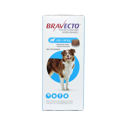 BRAVECTO 1000 MG PERROS  20 A 40 KG – 1 TAB