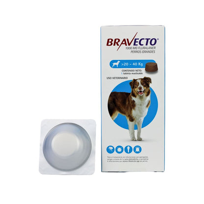 BRAVECTO 1000 MG PERROS  20 A 40 KG – 1 TAB