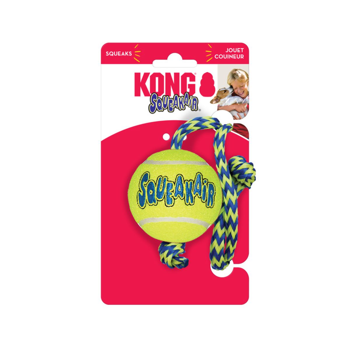 Kong Pelota Squeakair Mediana Con Cuerda