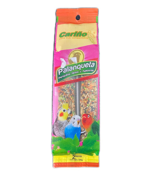 CARINO PALANQUETA PERIQUITO, NINFAS Y AGAPONIS 2 BARRAS 100 G