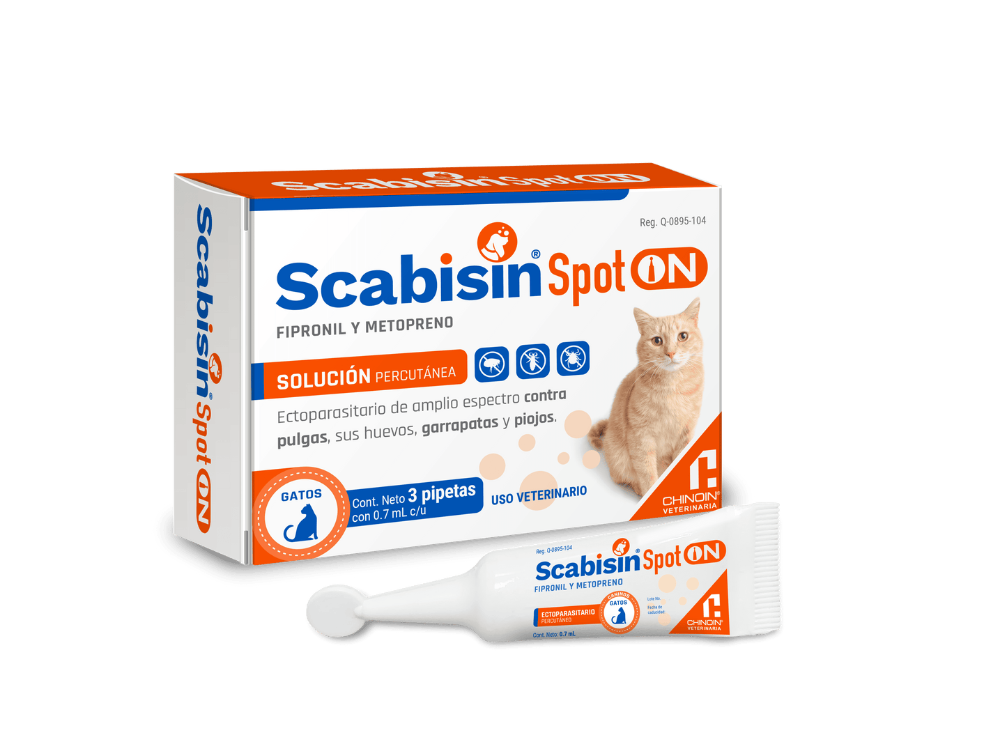 CHINOIN SCABISIN SPOT ON 1 PIPETA 0.7ML GATOS (2-10KG)