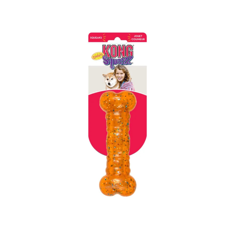 Kong Squeezz Halloween Confetti Mediano Hueso