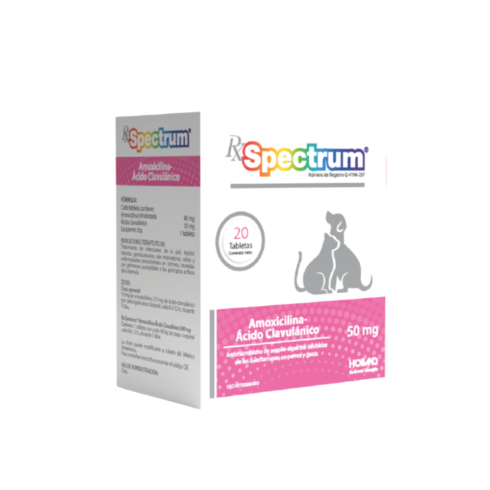 Holland Rx Spectrum Amoxicilina-Ac. Clavulanico 50 (Amoxi 40Mg/Ac. Clav 10Mg) 20Tab