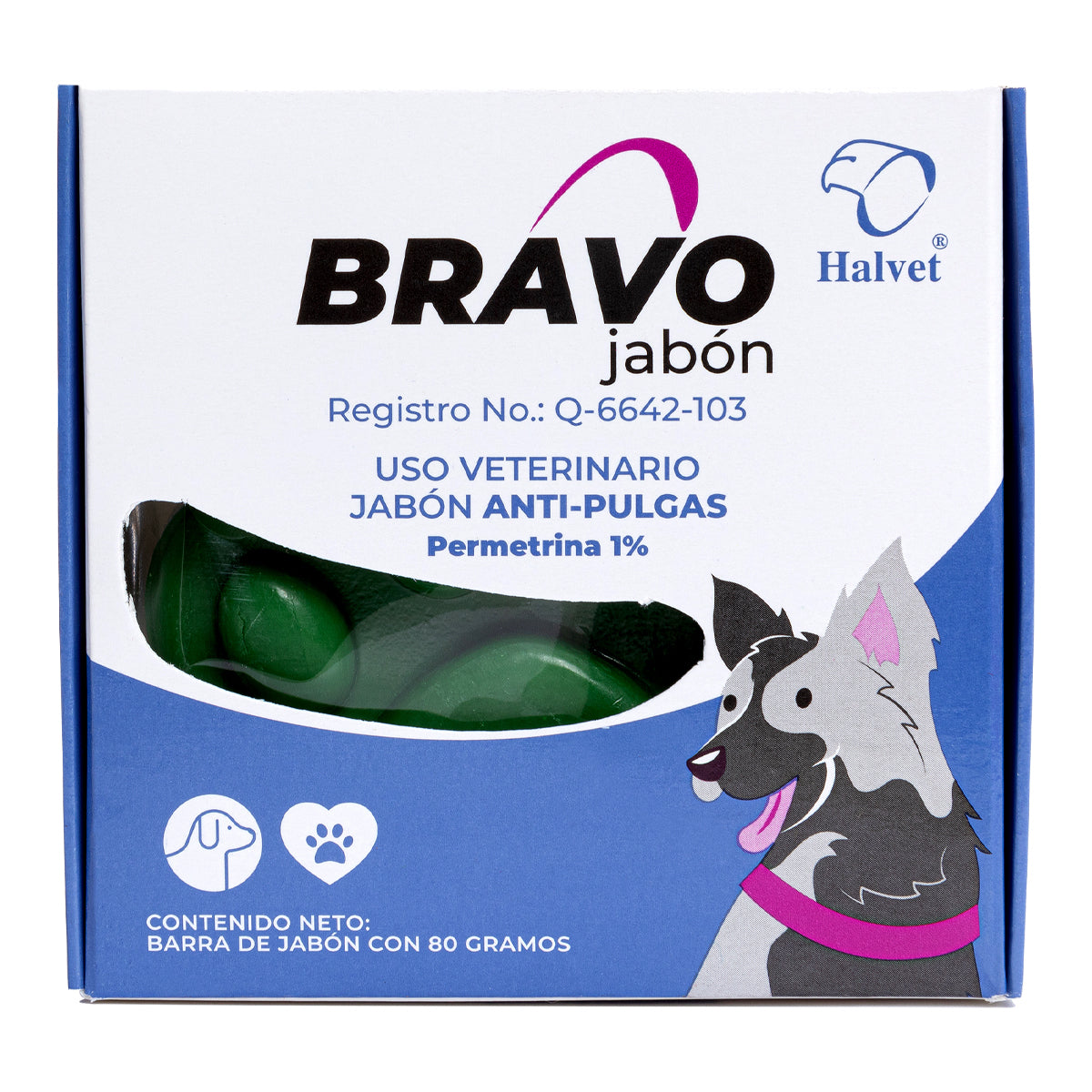 HALVET BRAVO JABON ANTIPULGAS 80 GR