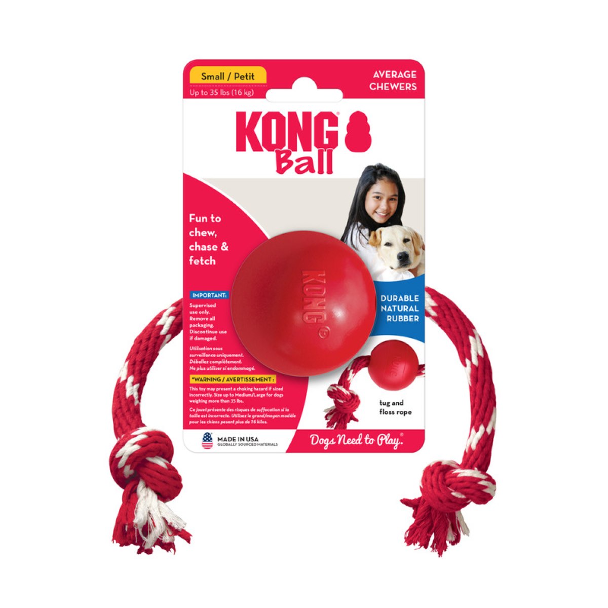 Kong Pelota Clasica Con Cuerda Chica