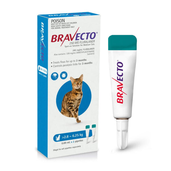 MSD BRAVECTO PLUS PIPETA 250 MG GATOS 2.8-6.25 KG