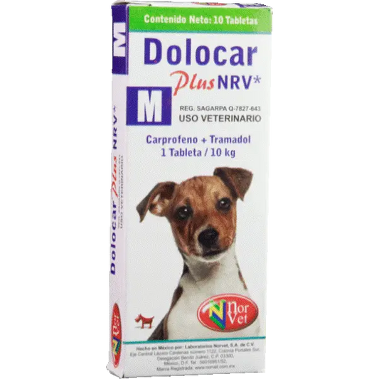 NORVET DOLOCAR PLUS M 44 MG / 20 MG 10 TABLETAS