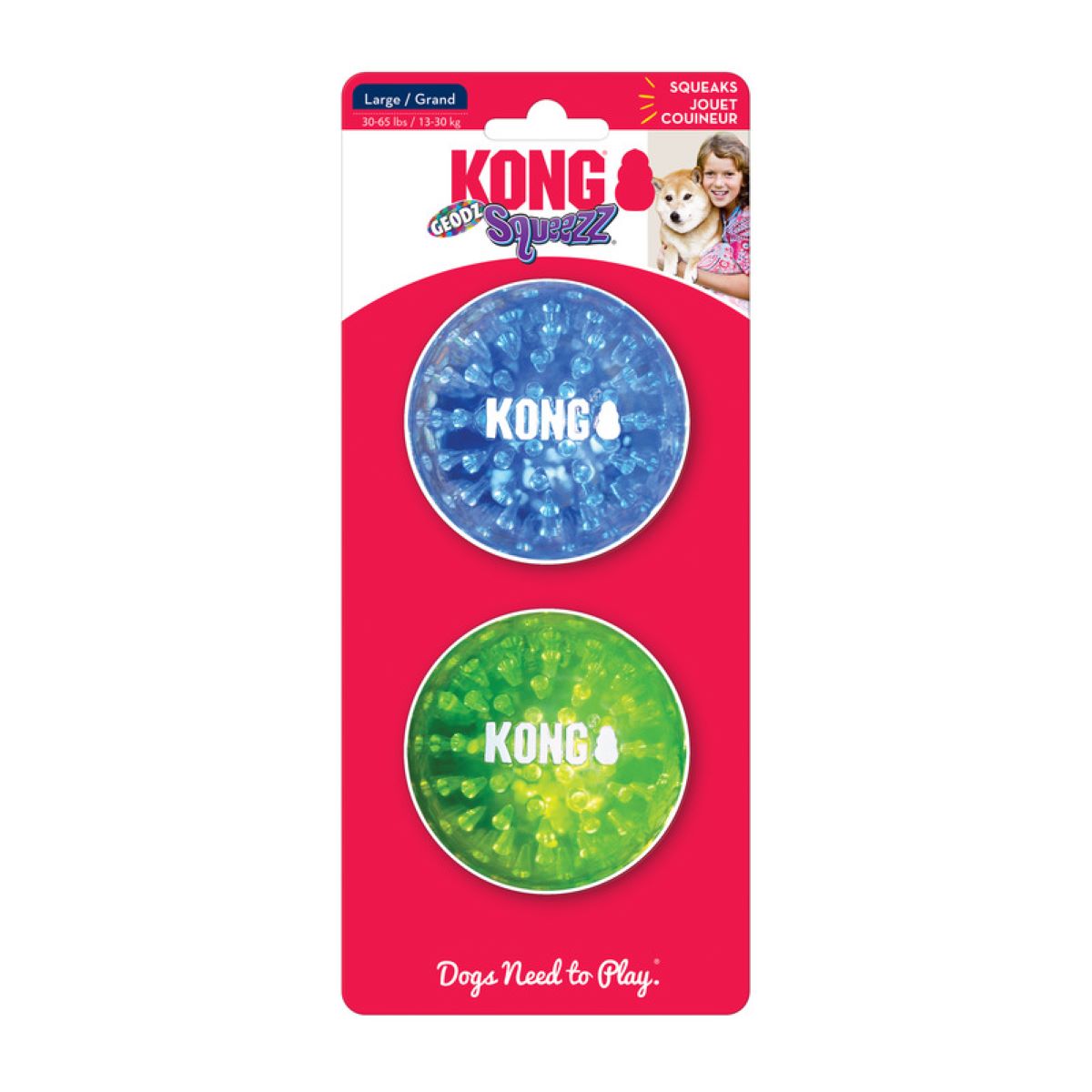 Kong Pelota Squeezz Geodz Grande 2Pzas