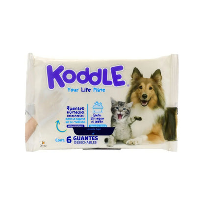 Koddle Guante Humedos Desechables Para Higiene De Tu Mascto 6 Pzas