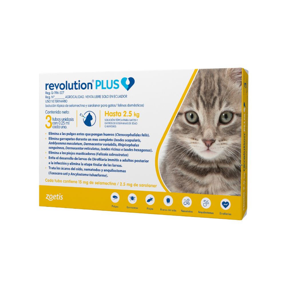 Zoetis Revolution Plus Hasta 2.5Kg 0.25Ml 3 Pip