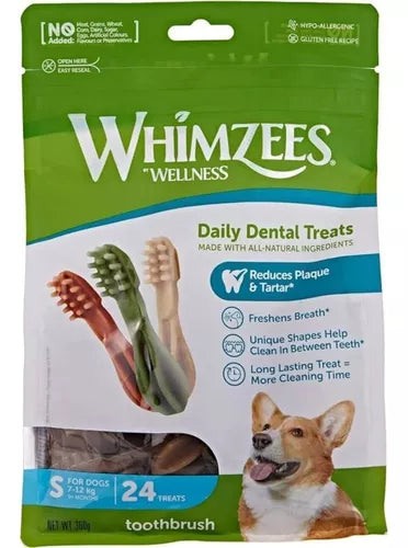 WHIMZEES PREMIOS PARA PERRO DE 7-12 KG FIGURA CEPILLOS 24 PZAS