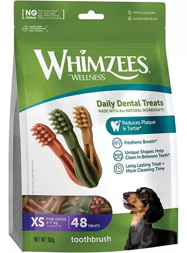 WHIMZEES PREMIOS PARA PERRO DE 2-7 KG FIGURA CEPILLOS 48 PZAS