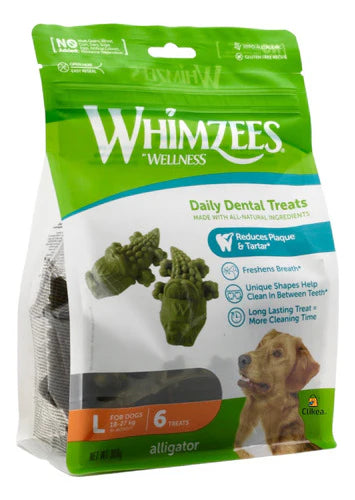 WHIMZEES PREMIOS PARA PERRO DE 18-27 KG FIGURA COCODRILO 6 PZAS