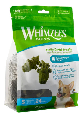 WHIMZEES PREMIOS PARA PERRO DE 7-12 KG FIGURA COCODRILO 24 PZAS