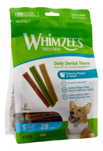 WHIMZEES PREMIOS PARA PERRO DE 7-12 KG PALITOS 28 PZAS