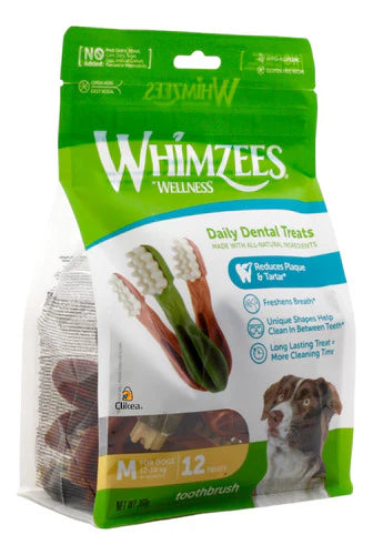 WHIMZEES PREMIOS PARA PERRO DE 12-18 KG FIGURA CEPILLO  12 PZAS