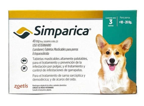 ZOETIS SIMPARICA 40 MG  >10 - 20 KG 3 TAB