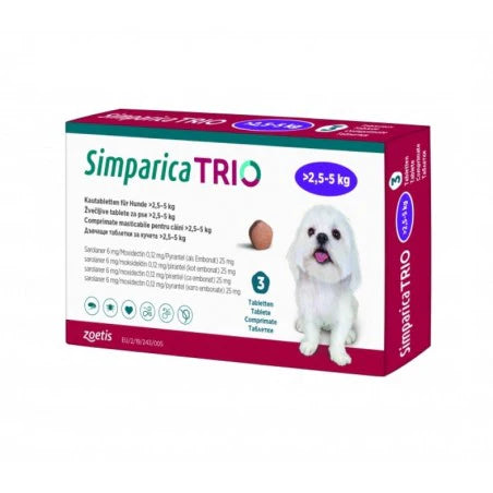 ZOETIS SIMPARICA TRIO 2.5-5 KG 3 TAB