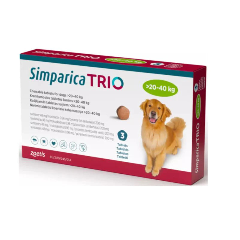 ZOETIS SIMPARICA TRIO 20-40 KG 3 TAB